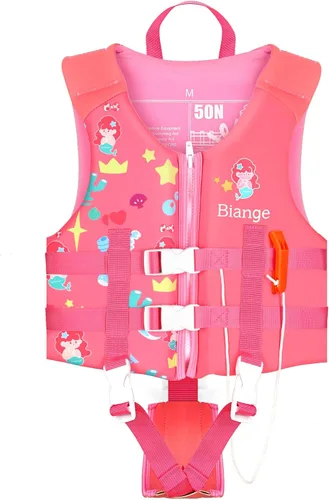 Vista 8 de Chaleco de natación para niños, chaqueta de natación para niños pequeños, flotadores para nadar con silbato de emergencia para niños y niñas de 1 a