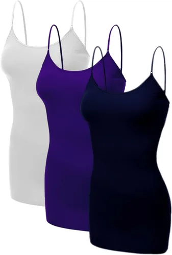 Vista 63 de Emmalise Camisola larga casual básica para mujer, con tirantes ajustables, top en capas