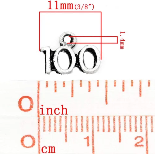 Vista 2 de Cuenta número 100 para pulsera de cadena de serpiente, Aleación de metal de zinc