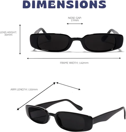 Vista 5 de ShadyVEU Gafas de sol rectangulares clásicas y delgadas con protección UV de los años 90, diseño vintage pequeño y ancho retro