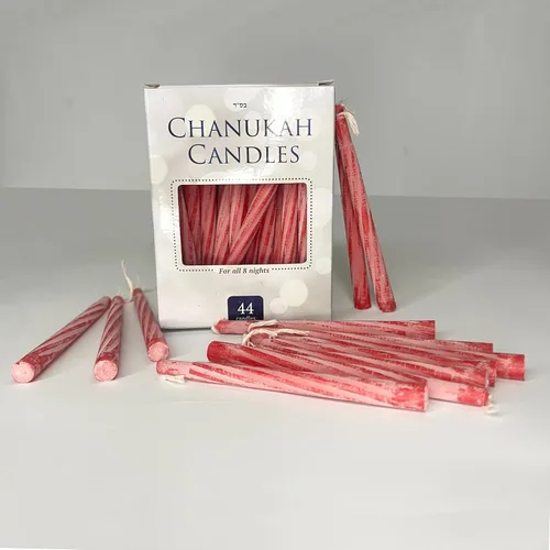 Vista 3 de jewFadz Chanukah - Velas regulares de color rojo para menorá, celebraciones tradicionales judías de Hanukkah, caja individual de 44 velas