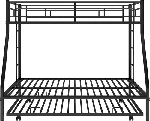 Vista 6 de Litera de metal individual sobre cama matrimonial con nido, marco de cama de metal resistente de acero resistente con escaleras de dos lados