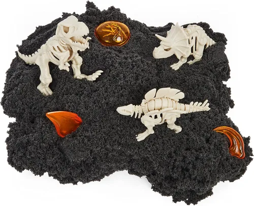 Vista 4 de Kinetic Sand, Dino XCavate - Paquete de 3, hecho con arena natural, juguetes sensoriales de arena para niños a partir de 6 años