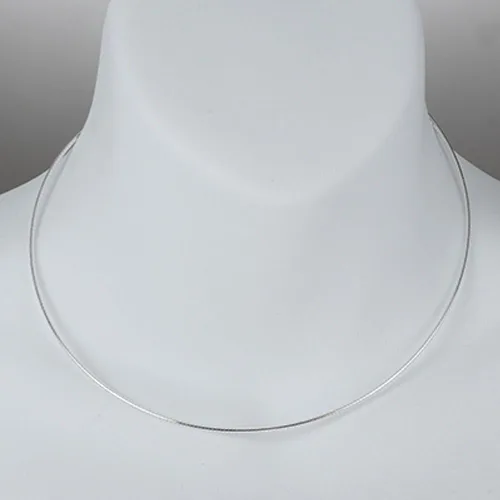 Vista 2 de Cadena redonda de plata de ley omega serpiente de 0.063 in maciza, plata de ley 925 italiana collar
