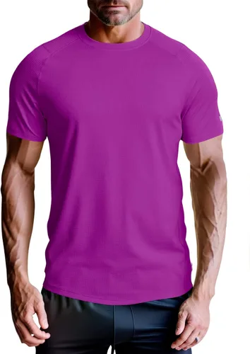 Vista 5 de Camisetas de entrenamiento para hombre, ajuste seco, camiseta deportiva atlética que absorbe la humedad, camisetas ligeras de manga corta