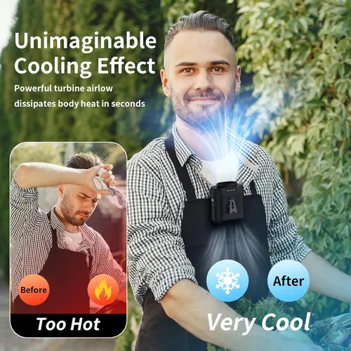 Vista 8 de Socool Ventilador de cintura portátil de 10000mAh con clip en cinturón portátil, ventilador personal recargable operado con batería con 5