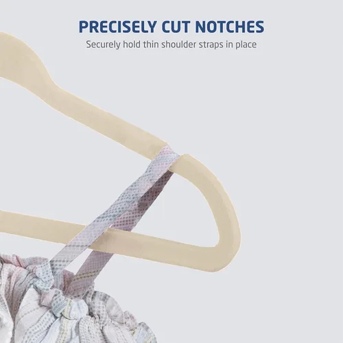 Vista 5 de ZOBER Perchas de terciopelo premium para niños (14.0pulgadas 50 unidades), antideslizantes, ultra delgadas para ahorrar espacio, para niños, gancho