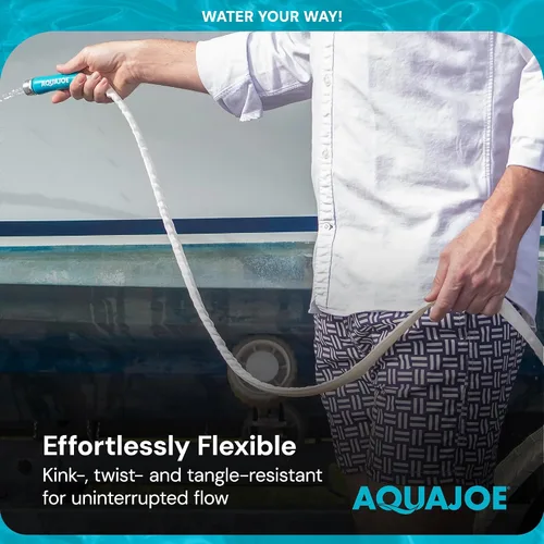 Vista 9 de Aqua Joe AJFJH50-58-RV - Manguera de agua para autocaravana con chaqueta flexible de fibra de grado marino, 50 pies, herramienta de riego