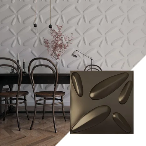 Vista 10 de Ekena Millwork 19 5/8 pulgadas de ancho x 19 5/8 pulgadas de alto, pétalo EnduraWall decorativo 3D, cobre envejecido (cubre 2.67 pies cuadrados).
