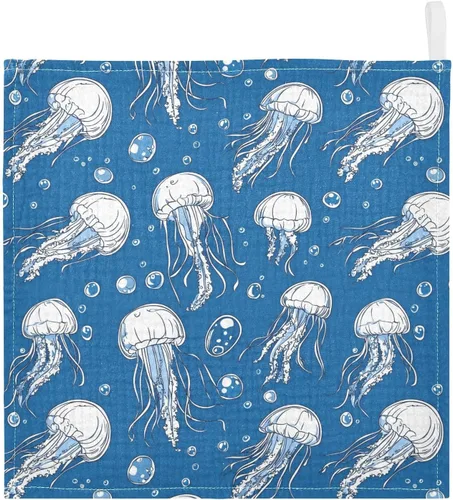 Vista 13 de Toallas de algodón para bebé, toallas de baño unisex para recién nacidos, toallitas naturales para piel delicada, 11.8 x 11.8 pulgadas, paquete de 5