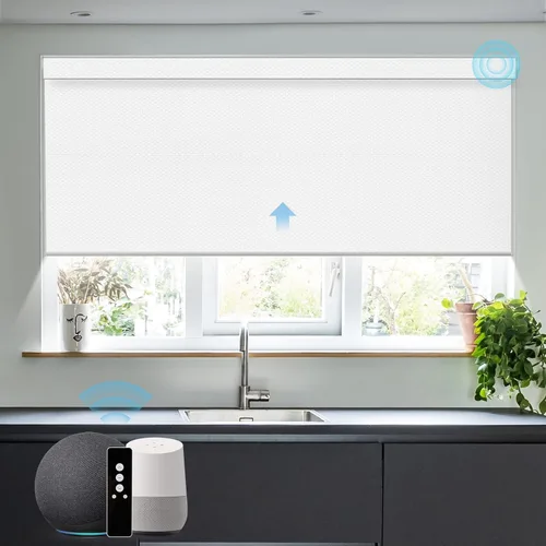 Vista 41 de SmartWings Z-Wave/Zigbee Smart - Persianas enrollables, vinilo beige Persianas motorizadas eléctricas 100% opacas con control remoto, persianas