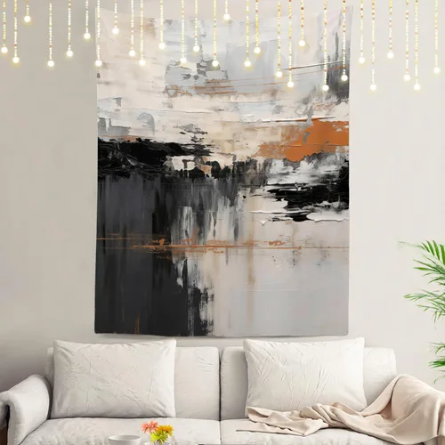 Vista 49 de Shrahala Tapiz de pared de hojas de arce otoñal, hojas rojas llameantes, fondo negro, tapiz grande para colgar en la pared, tapiz decorativo