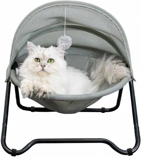 Vista 8 de Cama para gatos, hamaca para mascotas para gatos y perros, cómoda y transpirable, nido elevado para gatos y perros, fácil de montar, funda extraíble