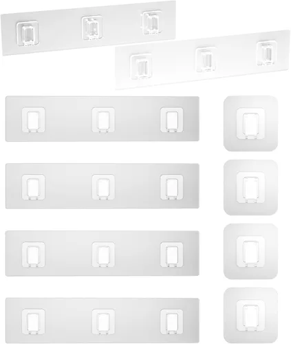 Vista 10 de Organizador de ducha de repuesto adhesivo, ganchos adhesivos transparentes, No Drilling, Waterproof, for Shower Caddy, Strong Bathroom Storage