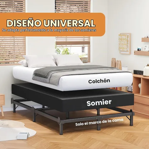 Vista 7 de MAF Marco de cama de metal individual de 8 pulgadas para somier, 9 patas de Negro