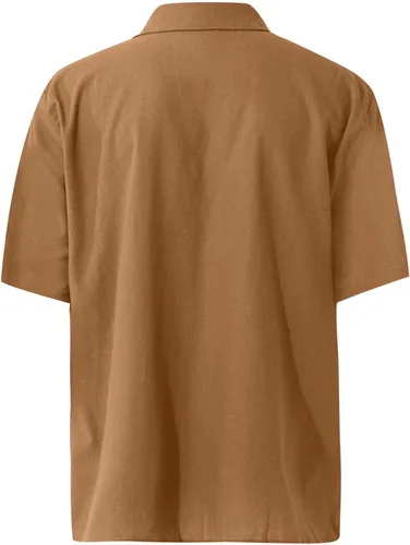 Vista 2 de Ymosrh Camisa de manga larga para hombre, casual, de algodón, lino, color liso, holgada, térmica, pesada