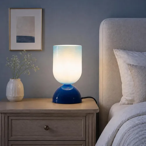 Vista 8 de Lámpara de mesa de cristal moderna de 8.9 pulgadas para sala de estar, lámparas de escritorio regulables para dormitorio, lámpara de mesita de noche