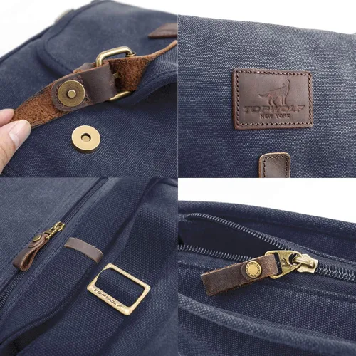 Vista 5 de Bolsa de mensajero de lona pequeña bolsa cruzada casual viaje herramientas de trabajo bolsa de hombro bolsa de mano teléfono teléfono antirrobo