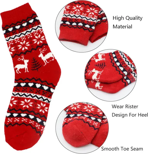 Vista 9 de YZKKE Paquete de 5 calcetines térmicos gruesos de lana para mujer, para senderismo, invierno, cálidos, pesados, suaves, acogedores, para clima frío