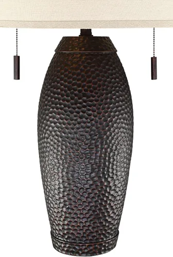 Vista 6 de Franklin Iron Works Noah - Juego de 2 lámparas de mesa de 31 pulgadas de alto con diseño rústico de misión occidental, acabado de bronce martillado