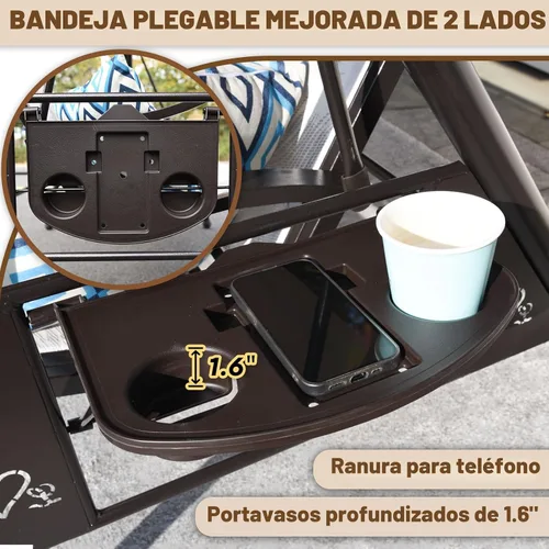 Vista 8 de ZZW Columpio de Patio para 3 Personas Columpio Exterior para Adultos con Toldo Ajustable y Portavasos Mejorados Tela Textilene Silla Columpio de Gris