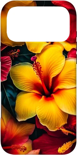 Vista 22 de Hawaiian Tropical Yellow Red Hibiscus Plumeria Case for iPhone 17