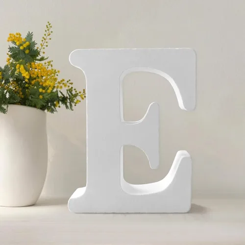 Vista 11 de Letras de madera de 4.3 pulgadas, letras blancas de madera sin terminar para injerto, letras de madera para decoración de pared, letras pie