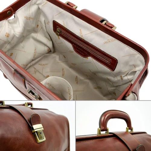 Vista 5 de Time Resistance Bolso médico de cuero - Bolso médico italiano hecho a mano - Bolso estilo vintage - Maletín de cuero real