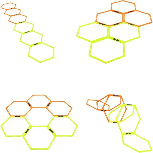 Vista 3 de Anillos hexagonales de agilidad para entrenamiento de velocidad y agilidad, entrenamiento de pies, escalera con bolsa de transporte (12 anillos)
