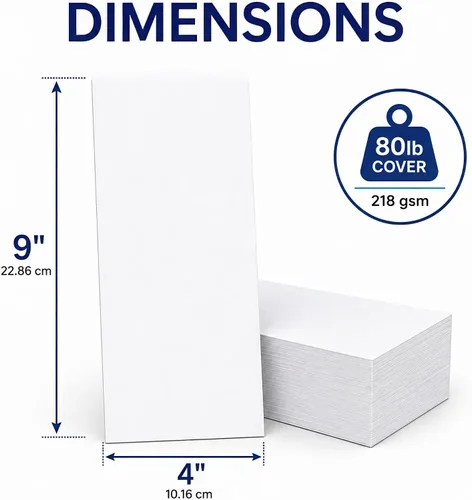 Vista 2 de Tarjetas de notas de negocios blancas de 4 x 9 pulgadas, cubierta de 80