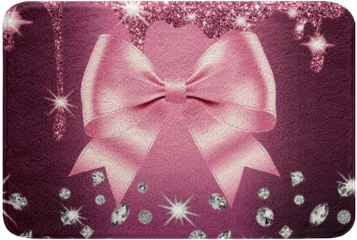 Vista 8 de Feelyou Alfombras de baño con lazo coquette de 16 x 24 pulgadas, tapetes de baño Leopared con lazos para niños, adolescentes y adultos con purpurina