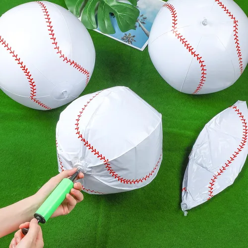 Vista 4 de Zhanmai Paquete de 6 pelotas inflables de béisbol de 16 pulgadas, pelota de playa de béisbol inflable grande con bomba para adultos, adolescentes
