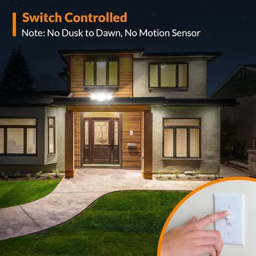Vista 2 de LEPOWER Luces de inundación de 42 W para exteriores, luces LED de seguridad brillantes de 4200 lm para exteriores con 3 cabezales, luz de inundación