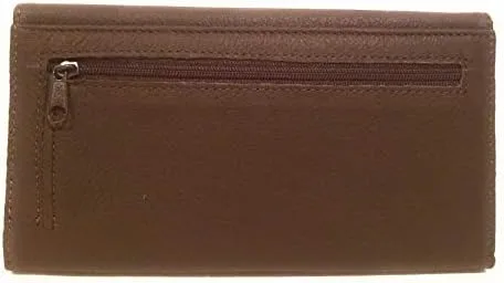 Vista 4 de Cartera de embrague de cuero genuino suave bordada de las señoras trifold