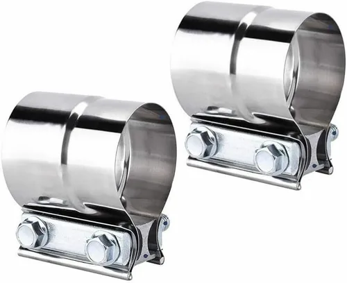 Vista 21 de Abrazadera de Escape de 2.5", Abrazadera de Banda de Junta a Tope de 2 1/2" Conector de Manguito de Acero Inoxidable para Silenciadores, Tubos