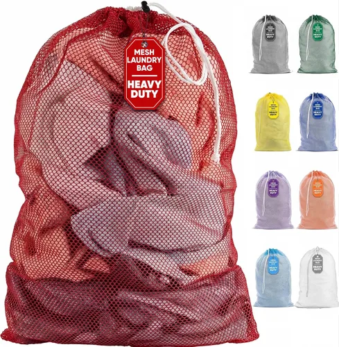 Vista 14 de Bolsa de lavandería de malla XL de Handy Laundry - Duradera, lavable a máquina con cierre de cordón seguro - Perfecta para dormitorios Negro