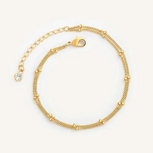 Vista 5 de MEVECCO Pulsera para mujer, chapada en oro de 14 quilates, cadena delicada, joyería simple, hecha a mano, minimalista para ella