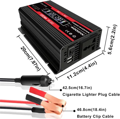 Vista 2 de Sistema de energía solar completo de 4000 W, 12 V a 110 V/220 V, sistema solar, inversor combinado, kit de panel solar, sistema de red doméstica Rojo