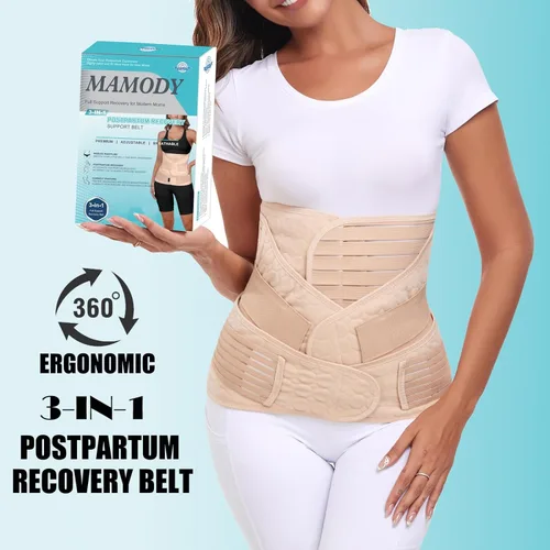 Vista 2 de Banda posparto 3 en 1 para el vientre posparto, cinturón de recuperación posparto, soporte para después del parto, fajas adelgazantes, moldeador