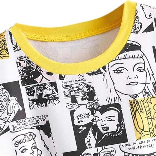 Vista 3 de SweatyRocks Camiseta corta de verano con estampado gráfico para mujer, manga corta, estilo casual