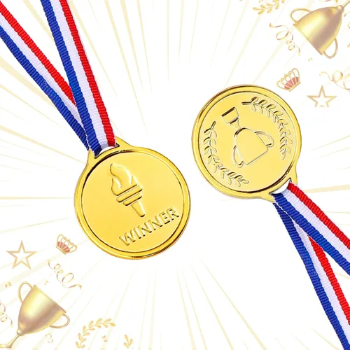 Vista 2 de Caydo Gold Medals for Kids, Plastic Medals for Awards Winner Award Medals for Children's Game Prizes, School Sports Games, Competitions, Family