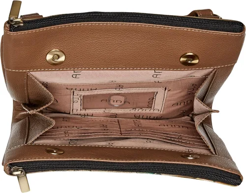 Vista 5 de Anna by Anuschka Genuine Leather Travel Organizer, Triple Compartment - Hand-Painted Original Artwork