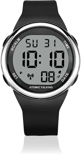 Vista 9 de English Talking Men's Watch for Elderly, Low Vision or Visually Impaired, Loud Sound, Large Numbers, Bold Hands, Stainless Steel Expandable Strap