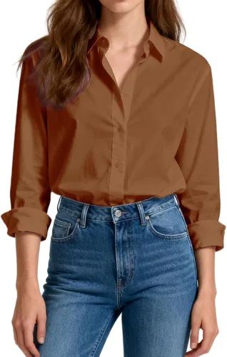 Vista 25 de Camisas de vestir ajustadas de algodón para mujer, blusas de manga larga para oficina, blusas con cuello