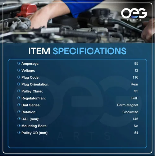 Vista 3 de OEG Parts Nuevo alternador compatible con 2009-2011 09 10 11 Chevrolet Aveo 1.6L, 09-10 Pontiac G3 1.6L, 2009 Pontiac Wave 1.6L 19205162 96858876