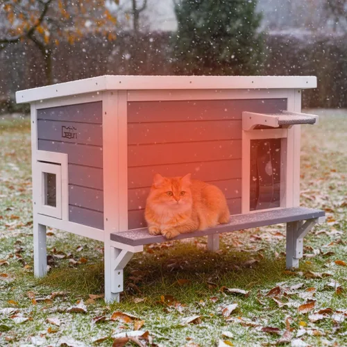 Vista 8 de GEGURI - Casa de gatos al aire libre, refugio resistente a la intemperie para gatos ferales para el invierno