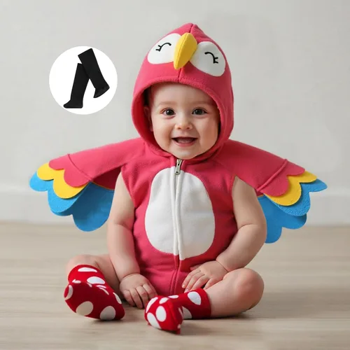 Vista 7 de Mameluco con capucha para bebé recién nacido, disfraz de Halloween, diseño de flamenco, disfraz de cosplay Rojo