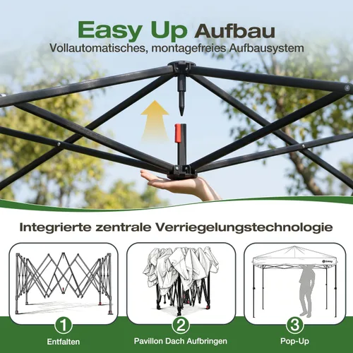 Vista 2 de Sekey Pop Up Gazebo 3 x 3 Waterproof Stable Folding Gazebo 3 m x 3 m with Side Walls, Party Tent Foldable for Camping Party, Continuously Height