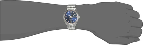 Vista 6 de Casio MTP1335D-2A2 Reloj analógico de acero inoxidable para hombre con esfera negra y fecha de día