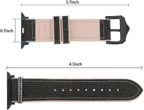 Vista 3 de Bling Silicone Bands Compatible For Apple Watch Band 38mm 40mm 41mm 42mm 44mm 45mm 46mm With Diamond Case, Soft Silicone Strap Color Changes with